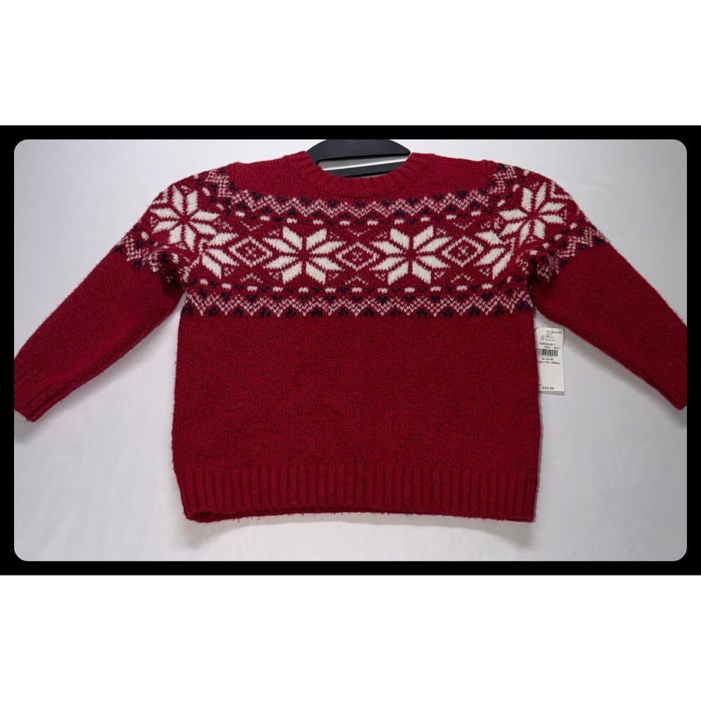 Old Navy Fair Isle Sweater Boys 18-24 Months Red‎ Snowflake Holiday Winter